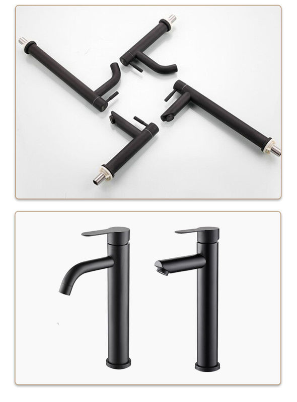 Torneiras à moda frios do banheiro da bacia Ta da água da embarcação de aço inoxidável do Único-punho SUS304 únicos no Sn Matte Black