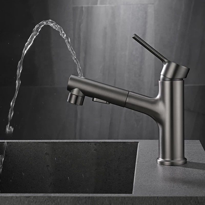 Misturador da bacia do punho do único furo 360°Swivel extraível de bronze único em Grey Matte Black Gold