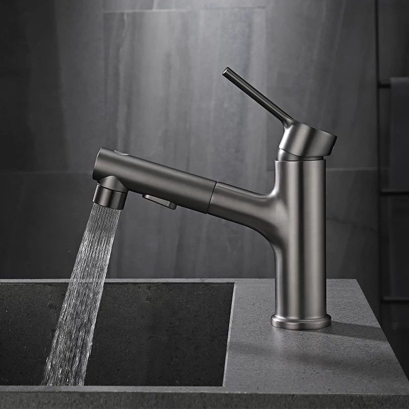 Misturador da bacia do punho do único furo 360°Swivel extraível de bronze único em Grey Matte Black Gold