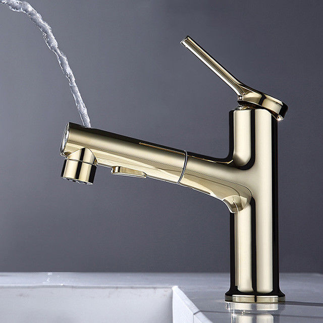 Misturador da bacia do punho do único furo 360°Swivel extraível de bronze único em Grey Matte Black Gold
