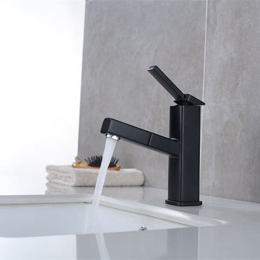 Misturador da bacia do punho do único furo 360°Swivel extraível de bronze único em Matte Black