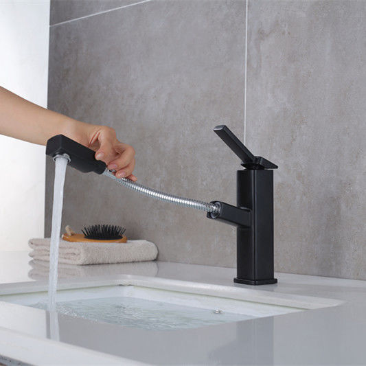 Misturador da bacia do punho do único furo 360°Swivel extraível de bronze único em Matte Black