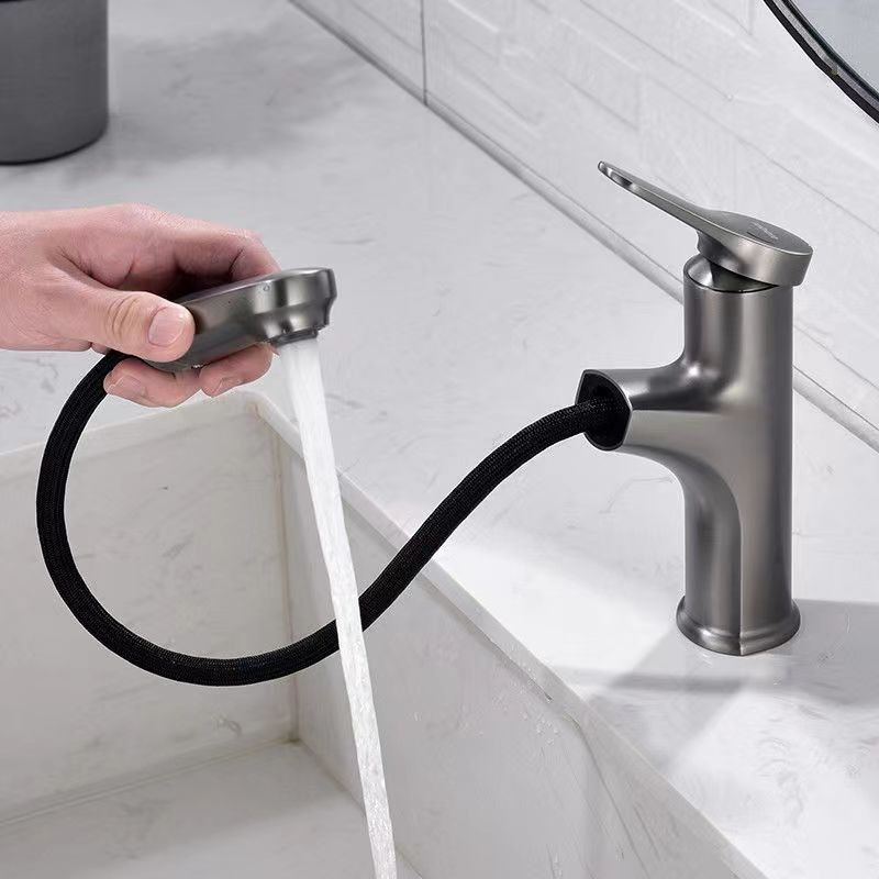 Misturador da bacia do punho do único furo 360°Swivel extraível moderno de bronze único em Chrome Matte Black Grey