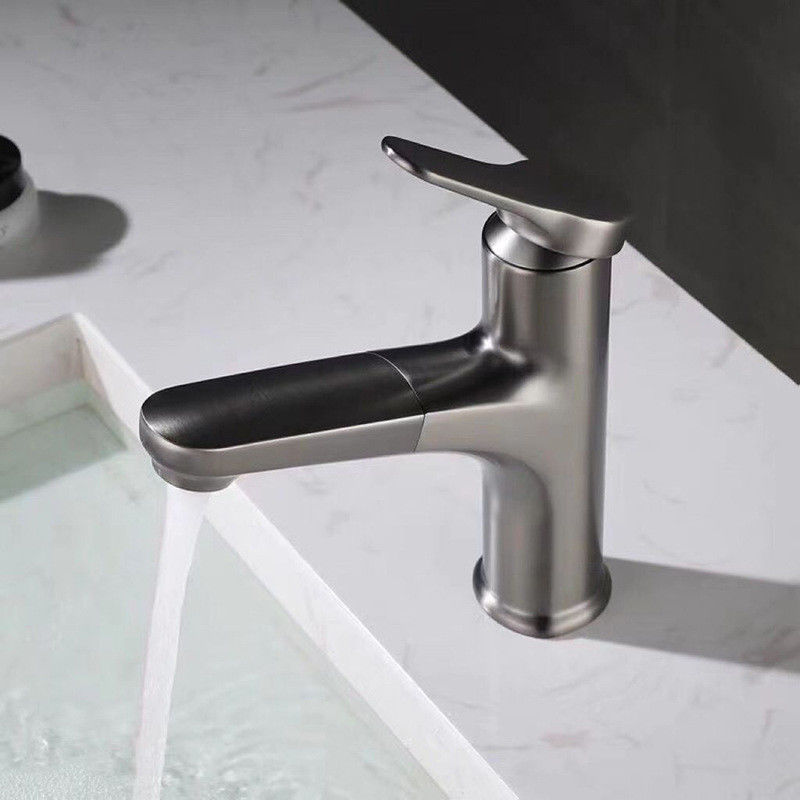 Misturador da bacia do punho do único furo 360°Swivel extraível moderno de bronze único em Chrome Matte Black Grey