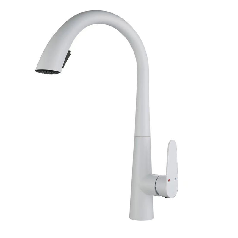 Preço de fábrica Melhor qualidade 3 funções Mixer de cozinha de arco alto branco torneira de torneira com pulverizador